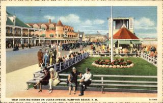 Hampton Beach Nh Ocean Avenue Looking North 1936 To Clover Diner Milford Ct