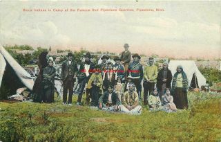 Native American Sioux Indians,  Camp At Red Pipestone Quarries,  Minnesota