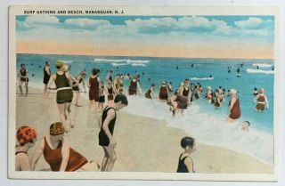 Nj Postcard Manasquan Surf Bathing And Beach Swimmers Swimsuits Monmouth County