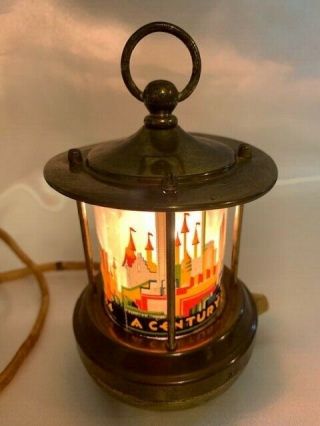 1934 Chicago Worlds Fair Brass Lantern Night Light Lamp Century Progress