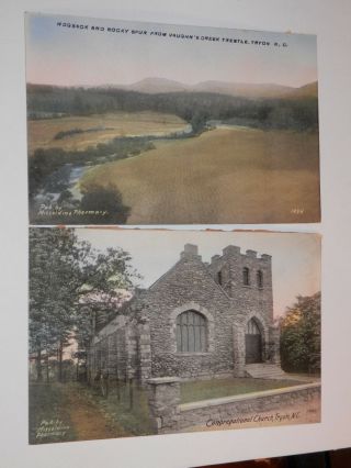 Tryon Nc - 2 Old Postcards - Congregational Church - Hogback And Rocky Spur