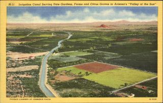 Irrigation Canal For Date Gardens Farms Citrus Groves Arizona Az 1930s