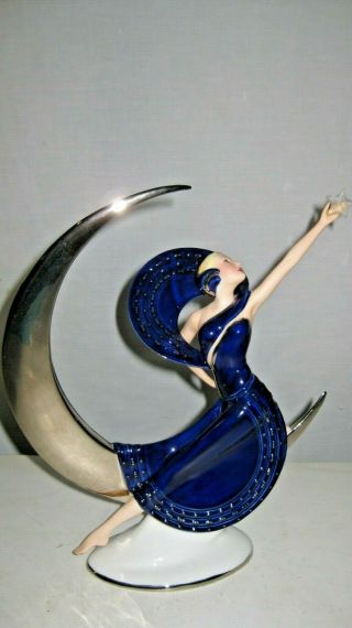 Franklin Art Deco Porcelain Figurine " Moonlight In Platinum "