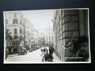 San Lorenzo,  Genoa,  Genova,  Vintage Cars,  People - Real Photo Postcard (1920s)