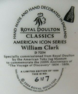 Royal Doulton Classics LEWIS & CLARK Character Jugs 2004 LE 1000 6
