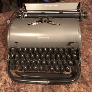 Vintage/ Antique Remington Rand Portable Typewriter With Green Keys / Case