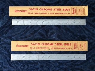 Vintage The L.  S.  Starrett Co.  No C303sr Starrett Satin Chrome Steel Rule X 2