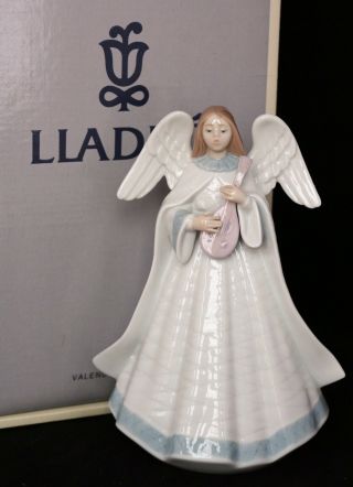 Lladro Spain Figurine 5963 Angelic Melody W/ Box Tree Topper Angel W/ Mandolin