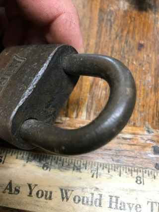 Antique HURO Lock & HURO Key Very Old Stamped U.  S B.  I.  A A7935 3