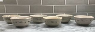 6 Longaberger Woven Traditions Pottery Blue 6 " Cereal Soup Bowls