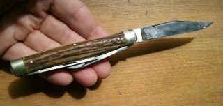 J.  A.  Henckels No.  190 Premium Stock Knife W/stag Handles 4 "