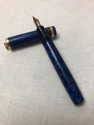 Vintage Conklin Blue Sapphire Short Endura Short - 4 3/8” Flat Top Fountain Pen