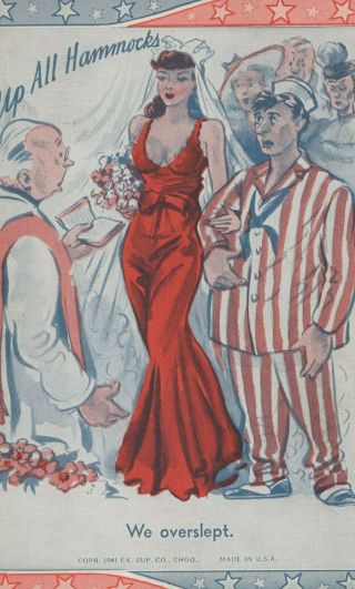 Vintage 1941 Exhibit Supply Company Penny Arcade Postcard Risque Woman Wedding