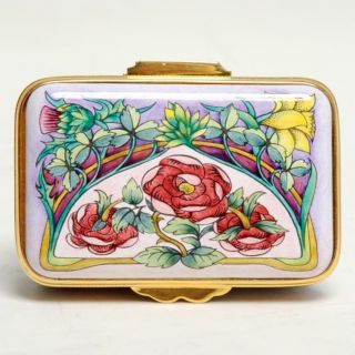 Moorcroft Enamel Trinket Box With Rose,  Thistle,  Daffodil & Shamrocks