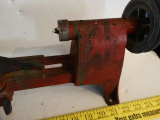 Antique Machinists bench lathe assembly motor type red paint maker? 24 inches 4