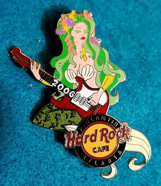 Atlanta Pinlantis 2006 Shell Top Sexy Mermaid Girl Guitar Hard Rock Cafe Pin Le