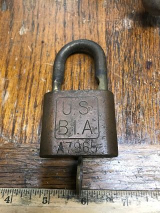 Antique Huro Lock & Huro Key Very Old Stamped U.  S B.  I.  A A7965