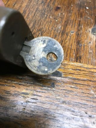 Antique HURO Lock & HURO Key Very Old Stamped U.  S B.  I.  A A7965 5