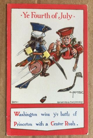 Vintage Patriotic/4th Of July Postcard Signed C Bunnell.  Washington @ Princeton