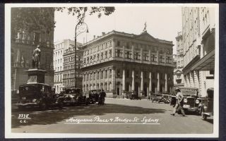 Macquarie Place & Bridge Street,  Sydney,  Nsw.  Vintage Real Photo Postcard