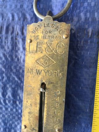 Vintage L.  F.  &C.  Brass Hanging Hook Kitchen Scale 3 York 4