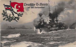 Real Photo Postcard May 27 1915 German Military Ship Torpedo U - Boat 114701
