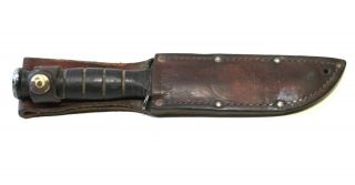 Vintage Ka - Bar Usmc Usa Mk2 Mark2 5 " Plain Blade Knife With Leather Sheath