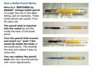 RESTORED Vintage Bullet Pencil - Key West.  Florida - Sailboat EF - 1182 5