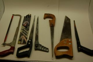6 Vintage Saws " Companion ",  2 Stanley,  Millers Falls Keyhole,  Pennsylvania Saw