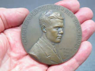 1927 Charles Lindbergh 2.  75 " Bronze Metal Medallion