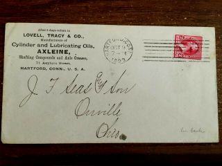 Envelope Ct Conn Hartford Lovell Tracy & Co1893 Great Reverse