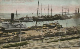 San Pedro,  Ca A Part Of Los Angeles Harbor California Antique Postcard Vintage