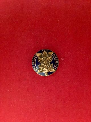 Rare Early Boy Scout Assistant Scoutmaster 14k Gold & Enamel Pin - 5/8” Diameter