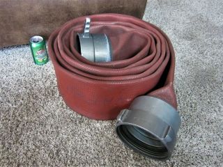 Huge 5 Inch 20 Ft Firefighting Fire Hydrant Hose Vintage Fitting Coupling Collar