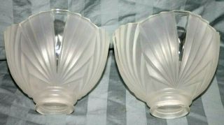Antique Art Deco Cut Glass Lamp Shades.  Both Shades Are In Great Shape.
