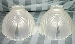 ANTIQUE ART DECO CUT GLASS LAMP SHADES.  BOTH SHADES ARE IN GREAT SHAPE. 2