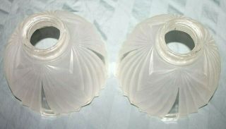 ANTIQUE ART DECO CUT GLASS LAMP SHADES.  BOTH SHADES ARE IN GREAT SHAPE. 3