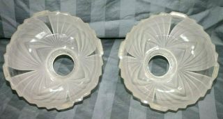 ANTIQUE ART DECO CUT GLASS LAMP SHADES.  BOTH SHADES ARE IN GREAT SHAPE. 4