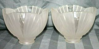 ANTIQUE ART DECO CUT GLASS LAMP SHADES.  BOTH SHADES ARE IN GREAT SHAPE. 5