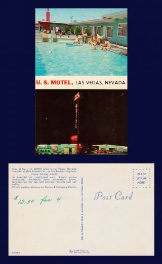 Nevada Las Vegas Us Motel 2500 Fremont Street By Dexter Press 1950 