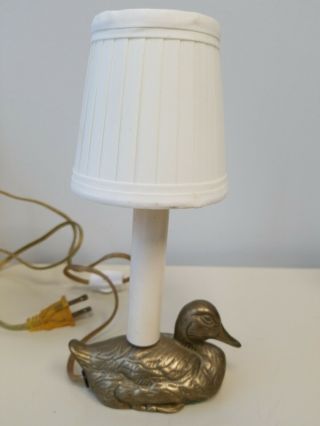 Vintage Brass Duck Table Desk Lamp Night Light With Shade Electric Figure Decor