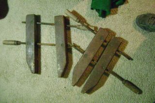 Large Vintage Wood Wooden Carpenter 16 " Woodworking Clamps Heavy