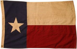 Vintage Tea Stained 2 X 3 Foot Texas Flag