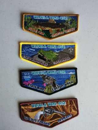 Oa 432 Wipala Wiki Lodge Flap S - ? Set Of 4 Flaps,  State Fish,  Amphibian,  Bird,  Firea