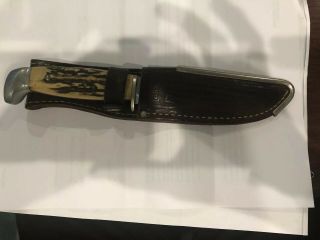 Case Xx 523 - 5 Stag Hunting Knife & Sheath 1940 - 1965 Old Vintage Knives