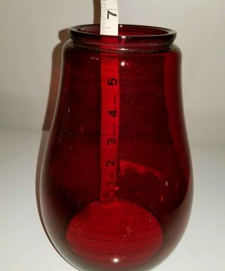Vintage Red Glass Globe Lantern Chimney 6 1/2 In Tall