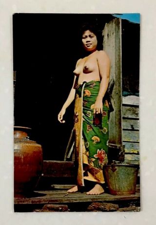 Rare Native Borneo Dayak Girl Sarawak Female Semi Nude Real Post Card Photo 6