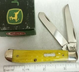 Case Xx 6207 John Deere Mini Trapper Knife,  2007,  Corncob Jig Yellow Bone Handle
