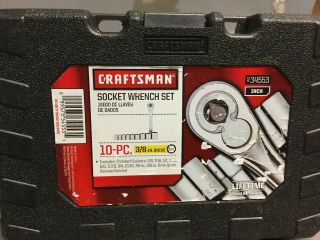 Craftsman 10 Pc 3/8 " Drive Sae Socket Ratchet Wrench Set 34553