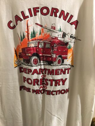 CDF FIRE CALIFORNIA DEPT OF FORESTRY & FIRE PROTECTION CAL FIRE T SHIRT XL 2